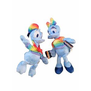 Disney Rainbow Collection Donald Duck & Daisy Duck Plush Glitter Blue Pride‎